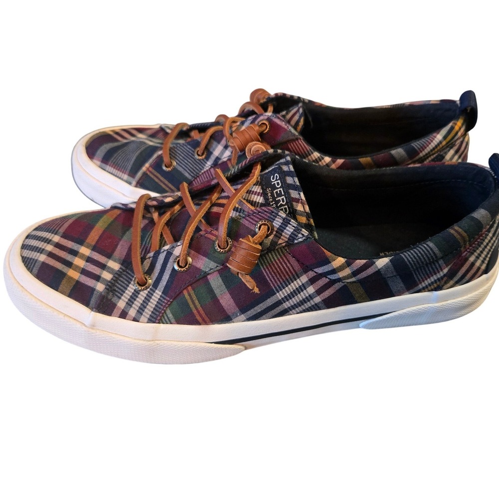Sperry Top-Sider Plaid Lace‎ Up Sneakers Womens Size 9.5 Casual Preppy